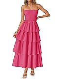 ZESICA Women‘s Summer Boho Strapless Maxi Dress