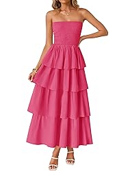 ZESICA Women‘s Summer Boho Strapless Maxi Dress