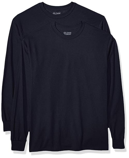 Gildan Adult DryBlend Long Sleeve T-Shirt, Style G8400, 2-Pack, Navy, Small