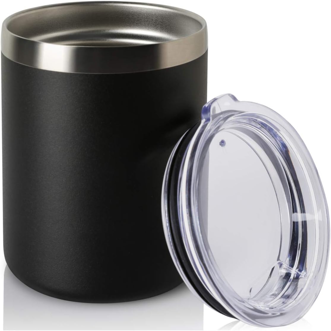 COMOOO 12oz Stainless Steel Tumbler with Lid Insulated Coffee Mug Double Wall Vacuum Coffee Tumbler Cup for Coffee,Wine,Tea and Milk (Black. 1 pack)