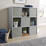 Home Source 9 Shelf Cube Bookcase Grey Storage Display Unit 90x30x90 view 4