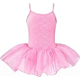 XiaoMoSha Dance Leotard for Girls Tutu Skirted Leotard Ballerina Dancewear Party Dress Outfit Sparkles Mermaid Bodysuit