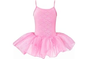 XiaoMoSha Dance Leotard for Girls Tutu Skirted Leotard Ballerina Dancewear Party Dress Outfit Sparkles Mermaid Bodysuit