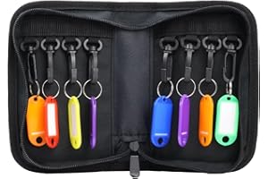 SDSTONE Portable Zippered Key Organizer, Fireproof Key Organizer Case with 8 Key Hooks and Tags,Waterproof Portable Key Storage for Rental Management Real Estate Sales Hotel Executives and Car Service