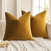 MIULEE Pack of 2 Mustard Yellow Pillow Covers 20x20 Inch Decorative Velvet Throw Pillow Covers Modern Soft Couch Throw Pillows Farmhouse Spring Home Decor for Sofa Bedroom Living Room