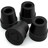 Vive Quad Cane Tips - Heavy Duty 1/2 inch Replacement Rubber Foot - Black | Attachment Base Grip - Accessories for Walking and Standing Stick - Durable End for Women, Men, Seniors, Elderly
