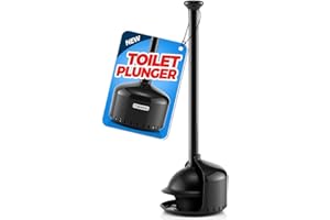 FORASTO Toilet Plunger with Holder,Plungers for Bathroom with Holder,Plunger with Cover,Bathroom Decor，Bathroom Accessories，Toilet Bowl Cleaners,Black(19inch)