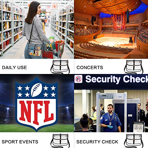 Y&R Direct Clear Purse Clear Bags for Women Stadium Approved Large PVC Gifts (Black-01)