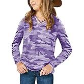 simtuor Girls Camouflage Long Sleeve Shirts V Neck Criss Cross Tops Kids Casual Loose Soft Blouse T-Shirt 4-15 Years