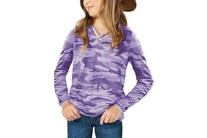 SIMTUOR Girls Camouflage Stripe Short Sleeve Shirts V Neck Criss Cross Tees Sweat Kids Casual Sport Tops Blouse（4-15T）