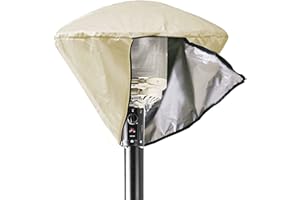 Betogeth Beige Patio Heater Cover Top Stand Up with Zipper Outside Heater Head Covers for Standing Heat Lamp Waterproof Classic Terrace Round Propane Fire Sense Gas Outdoor