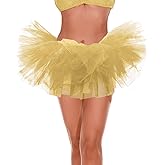 Women 5 Layered Tutu Skirts Elastic Tulle Princess Fluffy Skirt for Vintage Halloween Ballet Dance