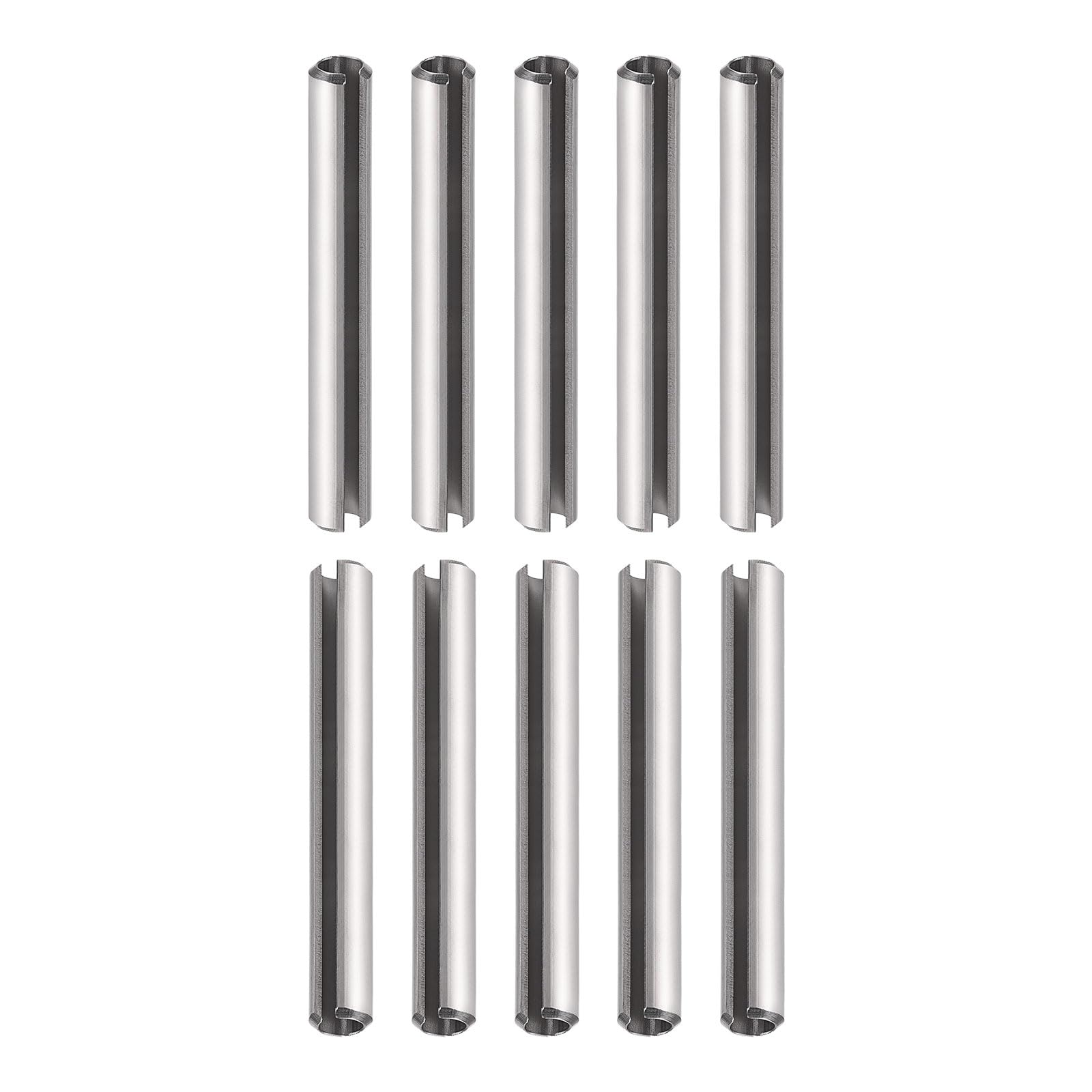 DTGN 6mmx45mm(DxL) Slotted Spring Pin - 10Pack - Good for Home Machine Fastener - 304 Stainless Steel Spring Dowel Tension Roll Pin - Silver