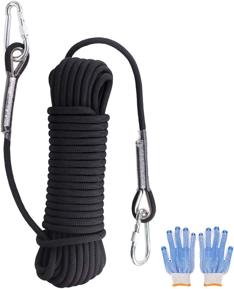 Huvai 20M (65feet) Outdoor Climbing Rope Rock Climbing Rope Escape Rope Ice Climbing Equipment Fire Rescue Parachute Rope Multipurpose Ropes 10 mm(0.39 inch), Black