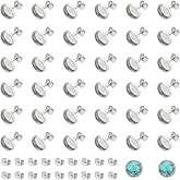 UNICRAFTALE 200pcs Flat Round Stainless Steel Stud Earring Cabochon Setting Post Blank Ear Stud 8mm Tray with 100 psc Butterfly Friction Ear Nuts for DIY Earring Jewelry Making
