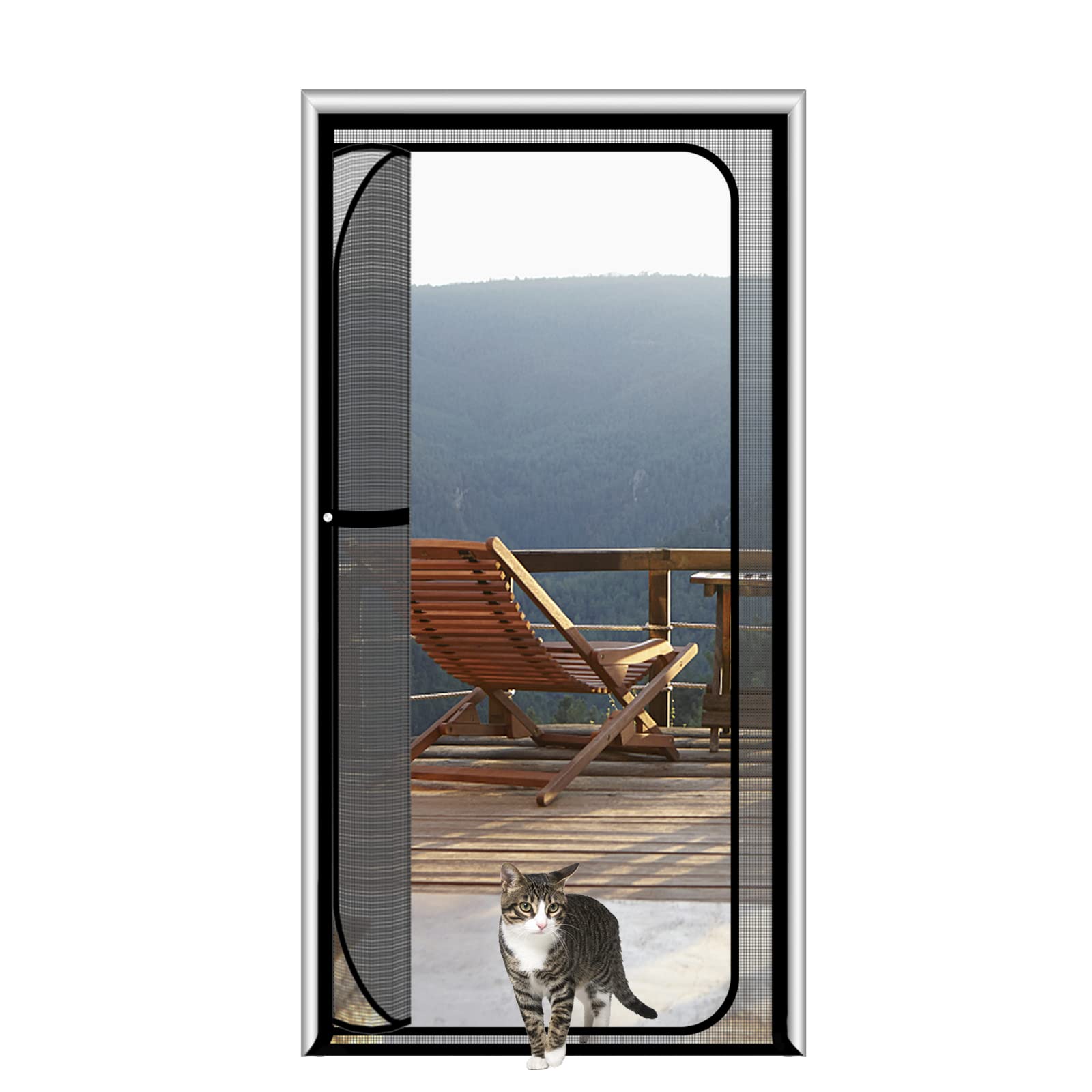 SHRRL Pet door screen Fits Door Size 120cmx220cm, Thickened Cat Resistant Mesh Screen Door for Living Room, Bedroom, Kitchen, Patio, Dog Cat Scratch Proof Screen with Zipper Closure