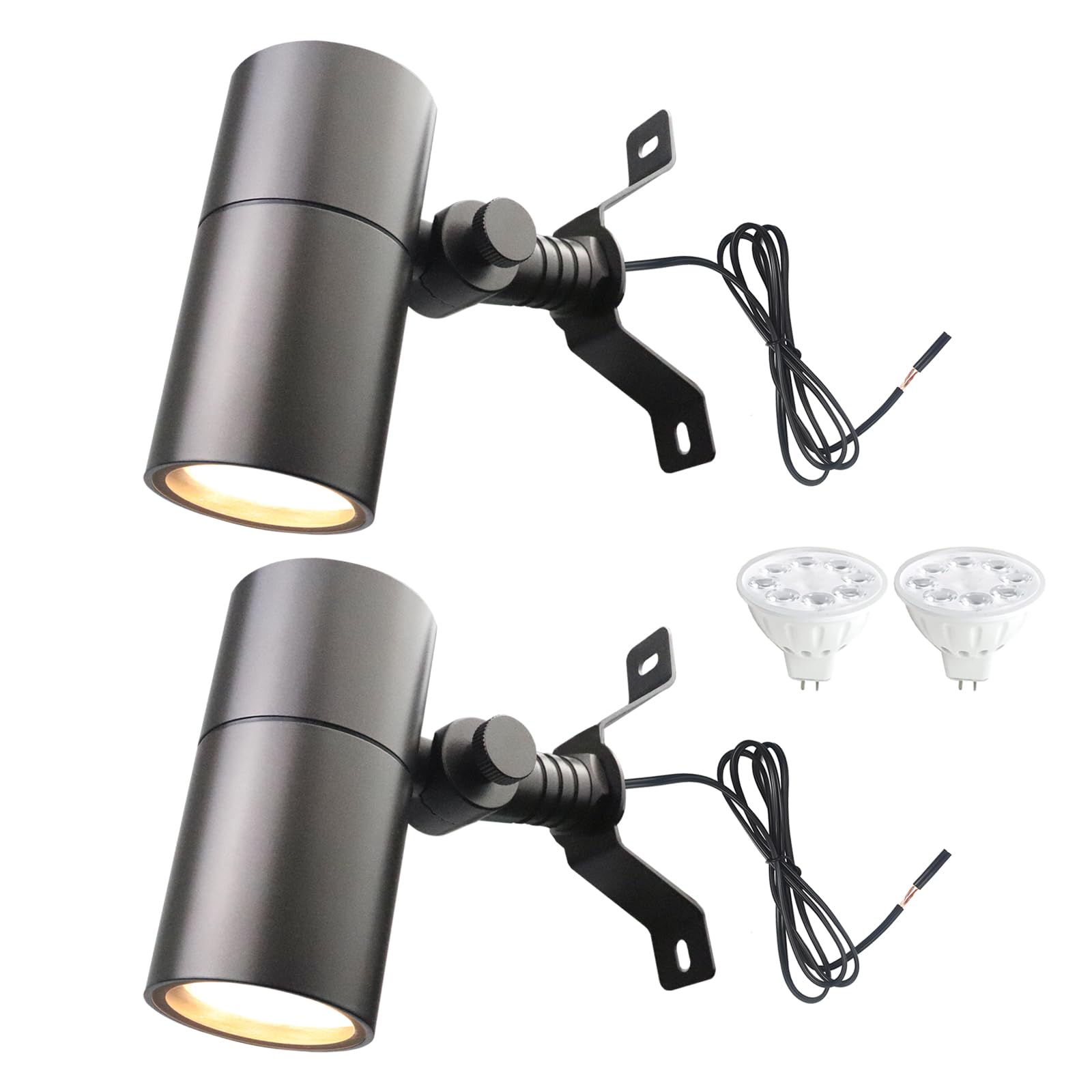 Photo 1 of Noobibaba Low Voltage Landscape Lighting Spot Down Light, 12V Tree Downlight Fixture Outdoor Moonlight Cast Aluminum, Free 5W MR16 LED Bulb Stainless Steel Mounting Bracket 2-Count