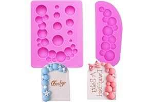 ACVCATTO 3D Pearl Chocolate Molds, Bubbles Ball Pearl Border Silicone Molds, Semi Sphere Cake Decorating Baking Molds for Birthday Cupcake Topper Candy Gum Cookie Dessert Clay Resin DIY Craft Set of 2