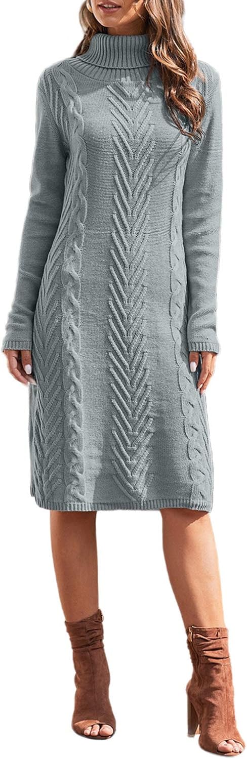 SweatyRocks Damen Curvy Hoodie Kleid - Langarm Strickkleid Mit Spitzenärmeln