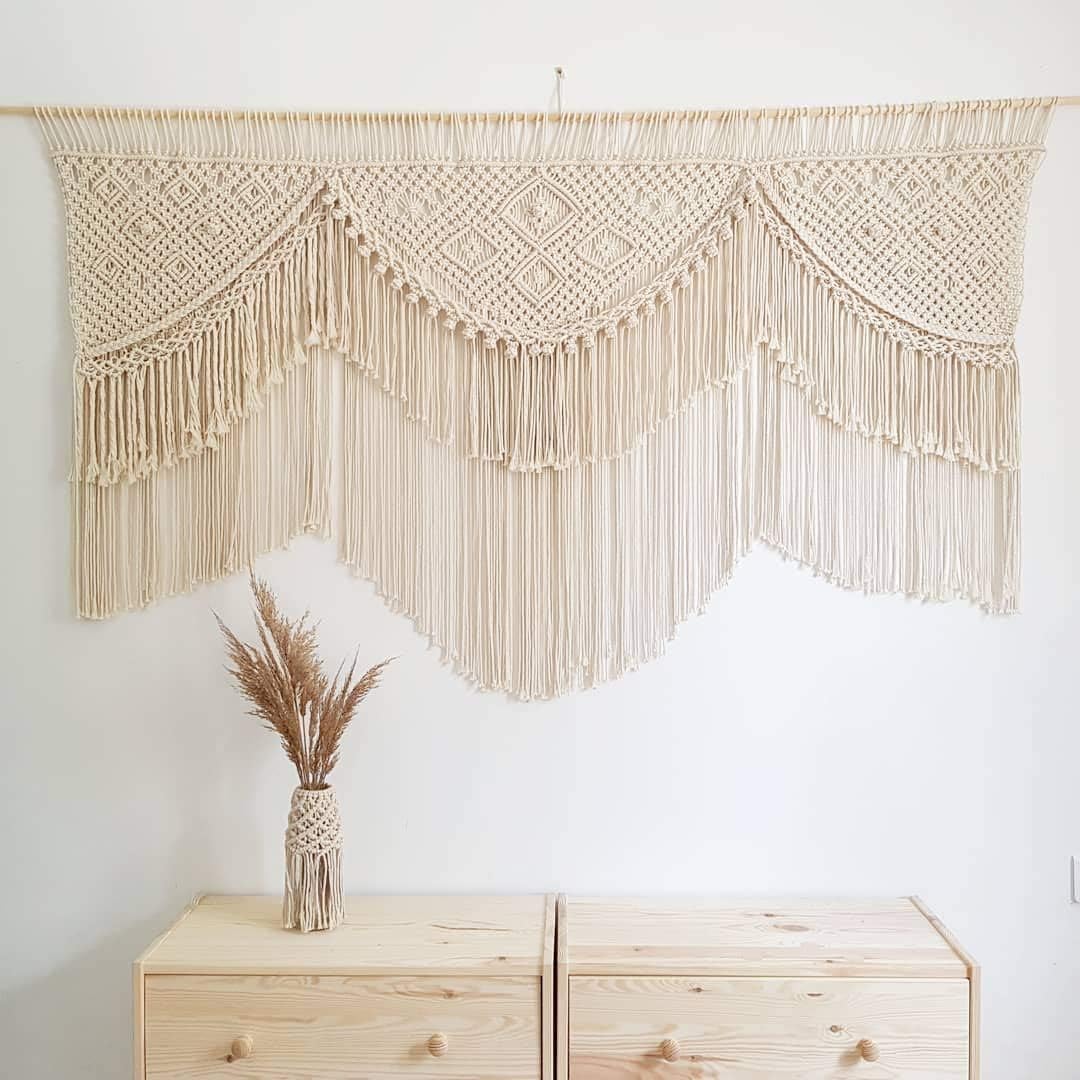 American Knit Bohemian Macrame Wedding Backdrop Decor Boho Chic Macrame Wall Hanging Style Macrame Tapestry Macrame Curtain & Macrame Arch 175 cm X 80 cm
