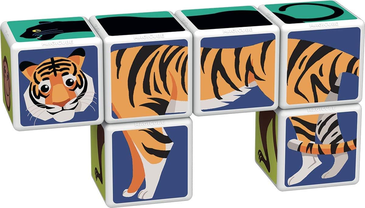 Geomag Magicube Jungle animals - 6 cubes - magnetic building set, Multicolor, Small - Image 4