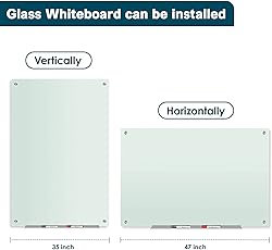 J&J worldwide Glass Whiteboard 47 x 35, Frosted