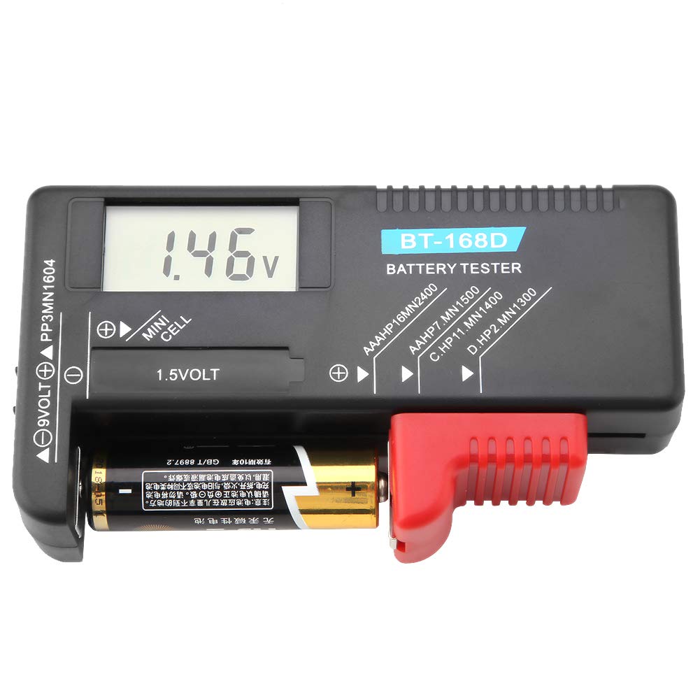 Oumefar Universal Digital LCD AA AAA C D 9V 1.5V Household Battery Volt Checker Tester BT 168D for Small Batteries Button Cell