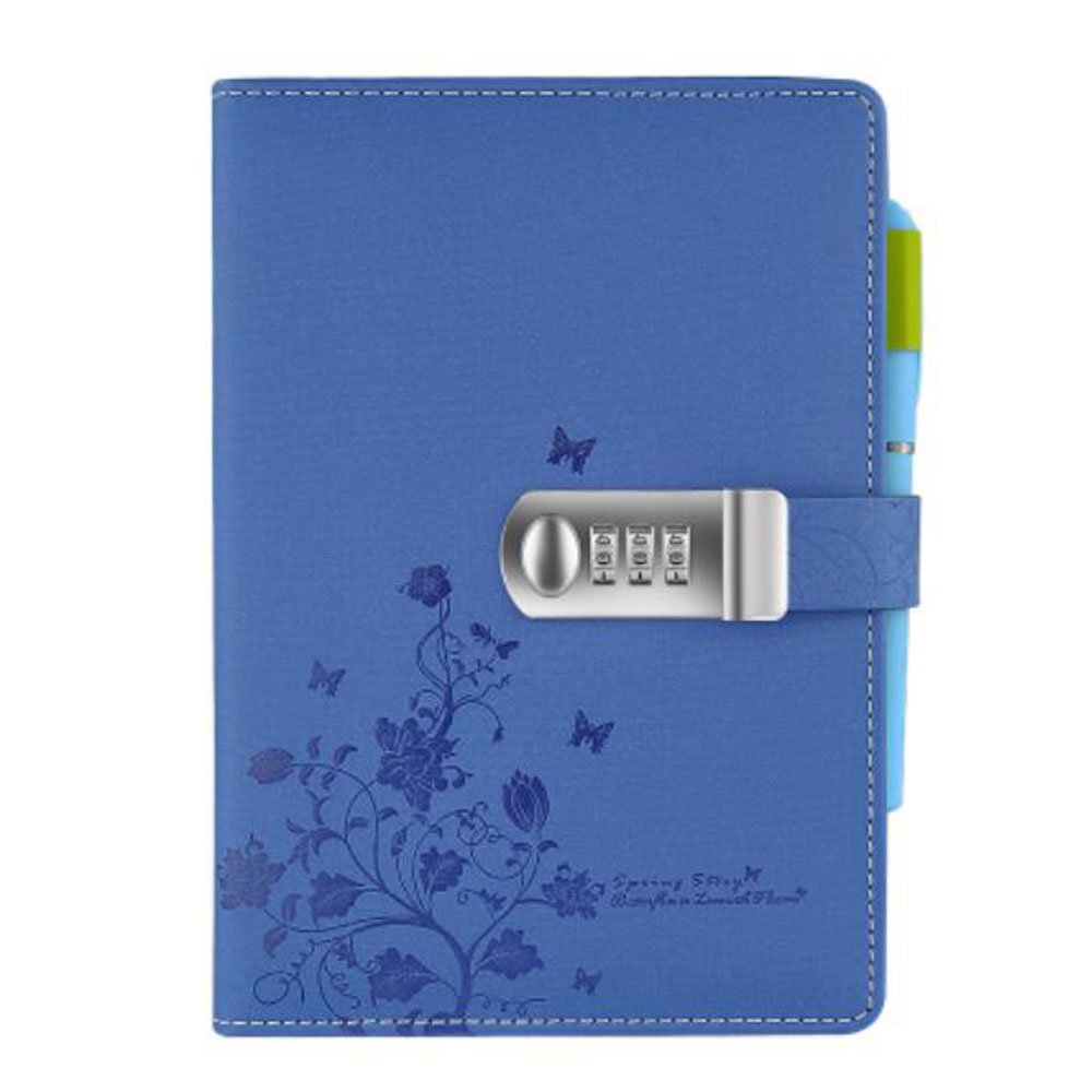 A5 Leather Diary Notebook Notepad Lined Blank Personal Diary Journal Planner Agenda for Adults Boys Girls TPN099 (Blue)