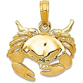 JewelryWeb 14k Yellow Gold Solid Polished Crab Pendant Necklace 24x17mm Pendant for Women