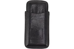 evhooe Leather Cigar Case Portable 3 Finger Cigar Humidor Carrying Case with Cutter Pocket for Cigar Lovers (Black)