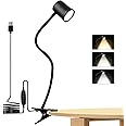 Lampe de lecture à clipser 3 modes et 10 luminosités – Lampe de bureau avec col de cygne à 360° et fonction mémoire pour lit,