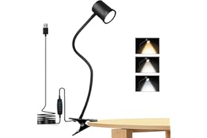 BEST WORLD LED 3 Modes & 10 Brightness Clip-on Reading Light - Desk Lamp with 360 Gooseneck & Memory Function for Bed, Books & Headboard