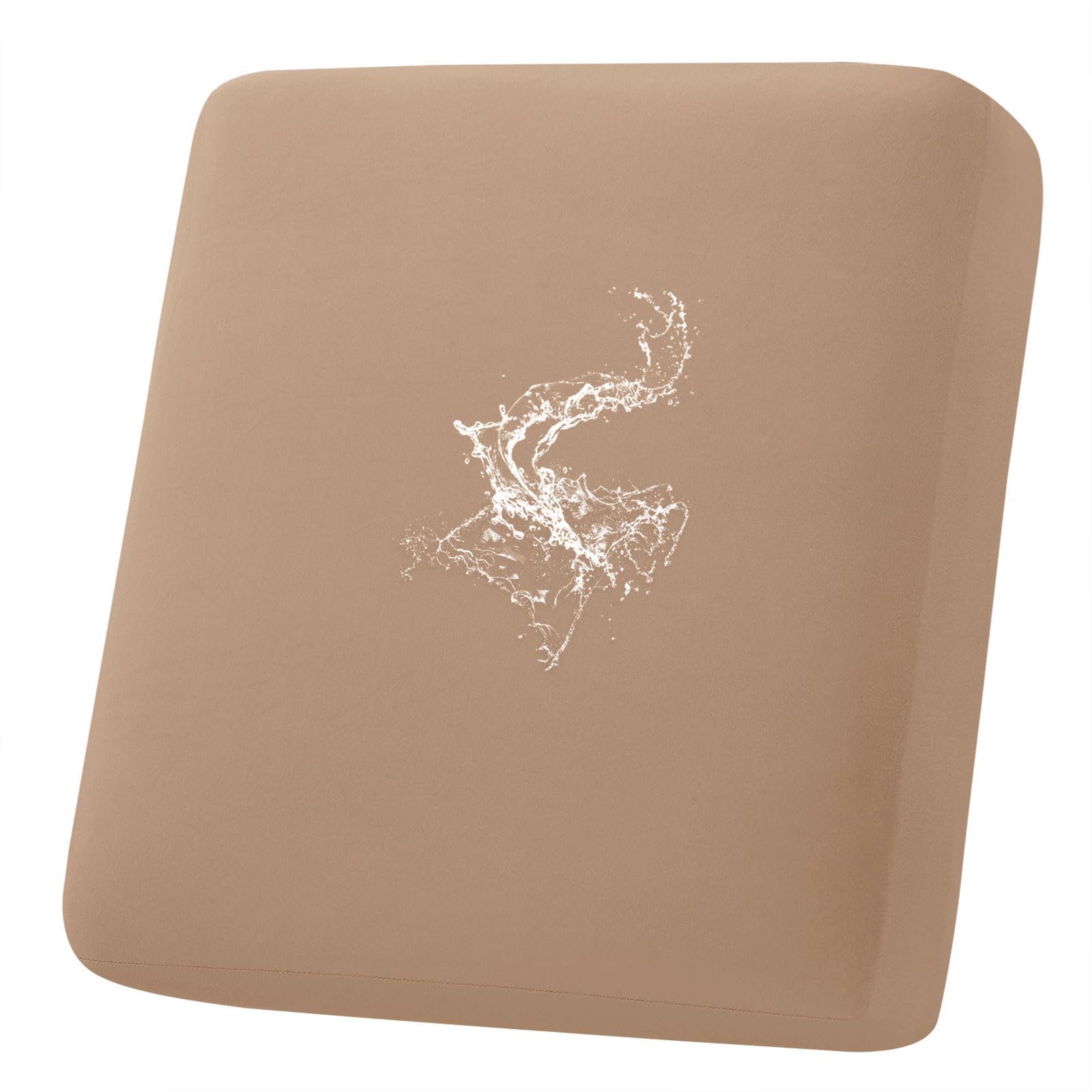 Photo 1 of hyha Waterproof Couch Cushion Covers, Stretch Sofa Couch Seat Slipcover for Dog Washable, Non-Slip Waterproof Outdoor Cushion Covers for Patio Furniture Replacement (1 Piece for Small, Camel)