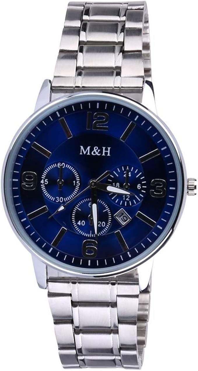 M H Reloj De Cinturon De Acero Inoxidable Con Luz De Tres Ojos De Cuarzo Con Esfera Hombres Reloj De Cuarzo Relojes Pulsera Hombre Al Air Libre Iinteligente Deportivo Negocios Amazon Es Relojes