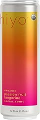Hiyo Organic Social Tonic- Passion Fruit Tangerine, 12 FZ - N.A. Functional Seltzer, Sparkling Water Crafted with Organic Ada
