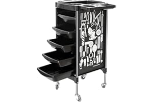 BARBERPLAN Salon Trolley Cart on Wheels, Multifunction 5 Drawer Hair Stylist Salon Rolling Cart Professional Hairdresser Hair Dye Storage Trolley Beauty Barber Moveable Station Trolley (Black)