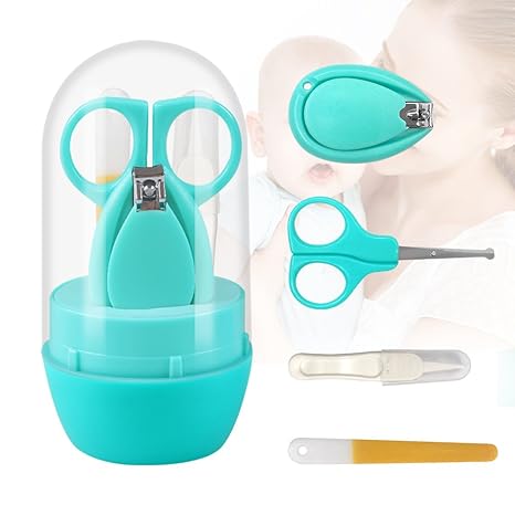 Suntapower Babypflege Set mit Baby Nagelschere, Baby Nagelknipser, Glasnagelfeile und Nasenpinzette - in Sicherheitsbox (Nage
