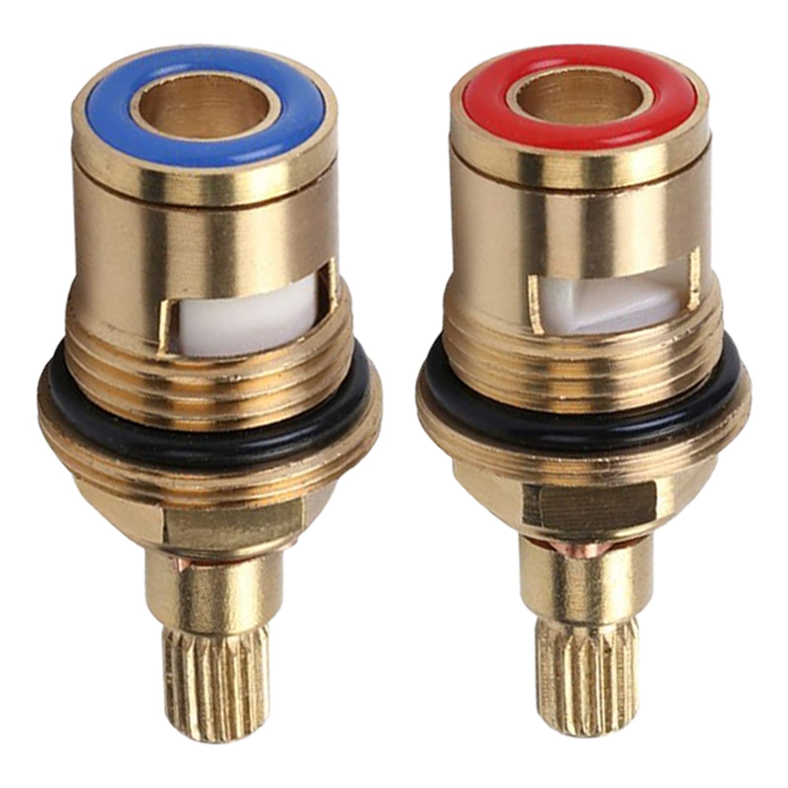 hifrom Brass Tap Valves, Pack of 2 Cold and Warm Ceramic Disc Cartridges, Ideal for Bathroom and Kitchen, Complete Set with 2 Screws