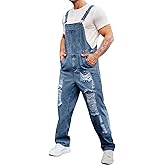 Runcati Men's Denim Bib Overall Jean Romper Trousers Adjustable Strap Workwear Slim Fit Jumpsuit