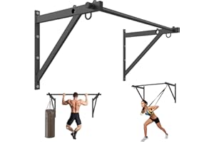 Jusgym Wall Mounted Pull Up Bar, Adjustable Depth 51" Chin Up Bar, Strength Training Pull-Up Bars 500LBS Weight Capacity, Home or Garage Gym Chin Up Workout Training Station