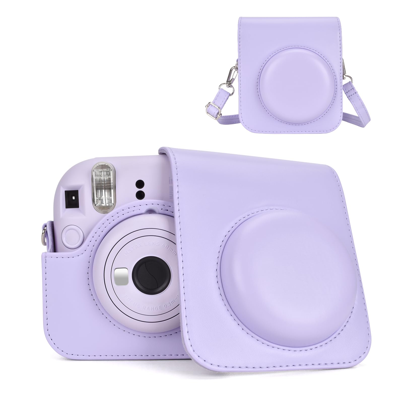 HIYQIN Instant 12 Camera Case Compatible with Fujifilm Instax Mini 12, for Instax Camera Case, Mini 12 Protective Case with Photo Pocket - Lilac Purple