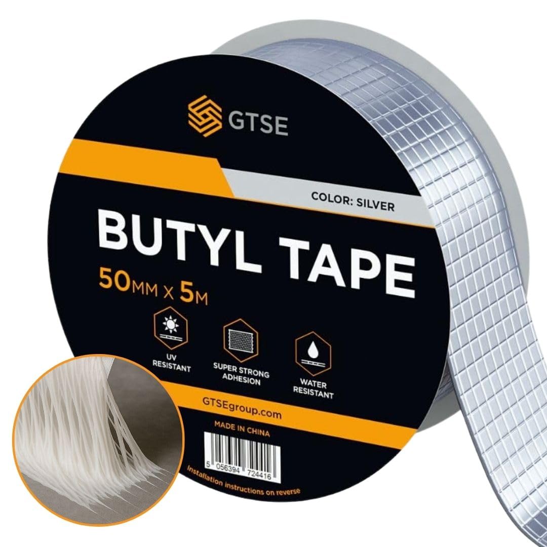 GTSE Butyl Aluminium Foil Tape, 50mm x 5m – Waterproof Tape Roll for Leaks, Roof Sealant, and Outdoor Repairs – Durable, Weatherproof, and Leak-Proof Solution