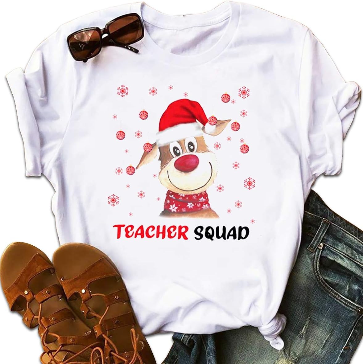 Download Amazon.com: Reindeer Santa Hat Teacher Squad Merry ...