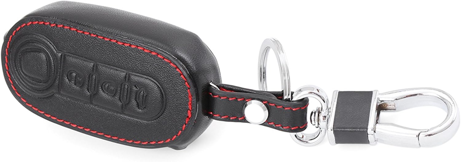 Happyit Leather Car Key Cover Case for Fiat 500 Panda Punto Bravo 3 Buttons Flip Remote Control Accessories - Image 5