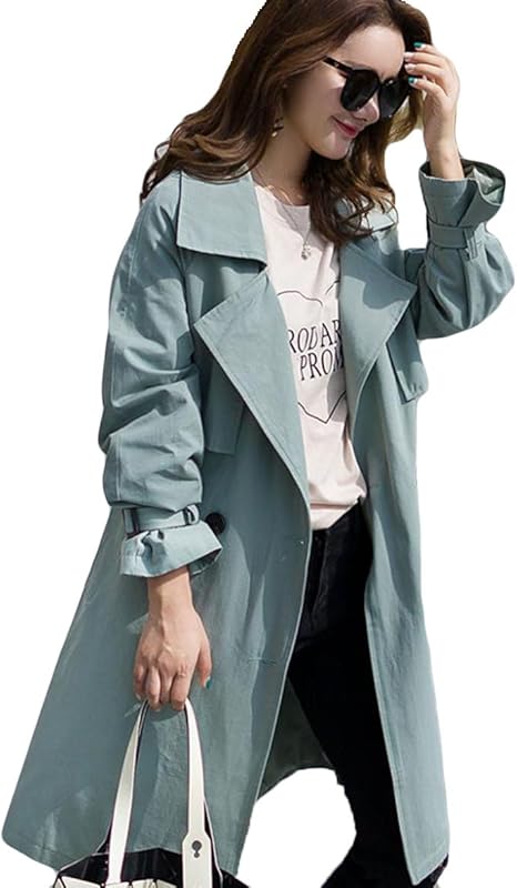 Amazon Yitong レディース スプリングコート 春 トレンチコート 長袖 ロング丈 ライナー付き 無地 シンプル タウア エレガント スリム おしゃれ 韓国風 ファッション カジュアルe コート ジャケット 通販