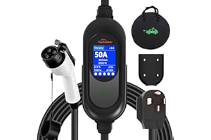 TopAutoGear Level 2 EV Charger, 50Amp Portable Electric Car Charger Fit for SAE J1772 EV 220V-240V NEMA 14-50 Plug,25FT Cable with Delay Timer Function for The Home Use and Ourdoor Charging