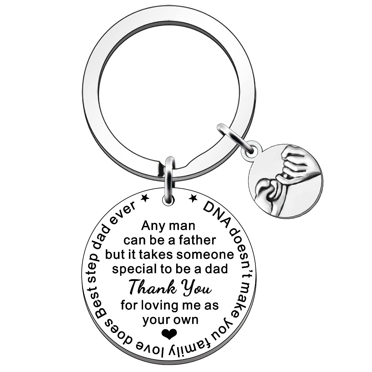 FMCC Fathers Day Gift for Step Dad -Step Dad Birthday Christmas Keychain Gifts Any Man Can be a Father Keyring
