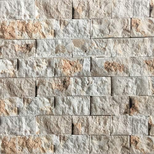 CJJ520 3D Faux Stacked Stone Brick Wallpaper,Peel and Stick Repositionable Removable Wallpaper Décor (15.75" x 118.11" Roll, Beige)