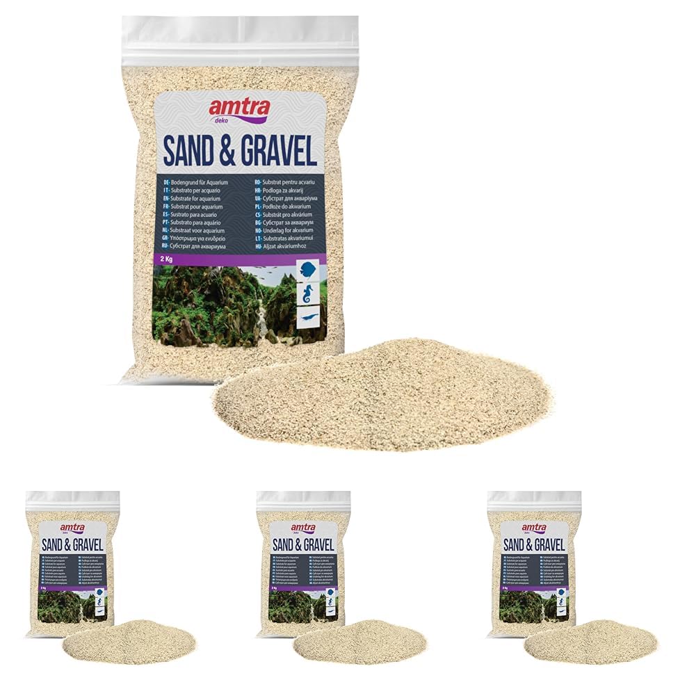 AMTRA White Quartz - Fine White Quartz Aquarium Sand, for Fresh or Salt Water, Grain Size 0.1-0.7mm, Quantity 2kg (Pack of 4) — image 1