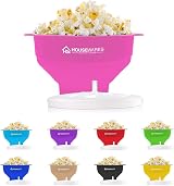 BRENSTEN Collapsible Silicone Microwave Popcorn Popper Bowl Pink with Lid view 6